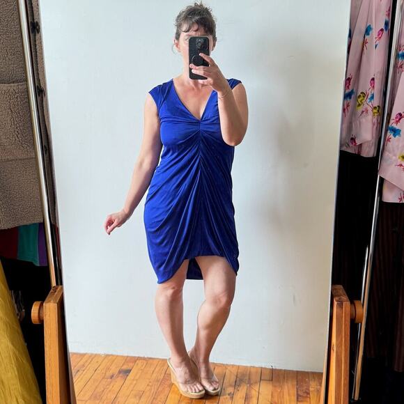 ALEXANDER McQUEEN Blue Ruched Bodycon Dress - Picture 1 of 12
